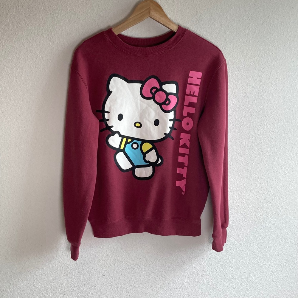 Sanrio Sweatshirt Womens M Maroon Hello Kitty Graphic Crewneck Pullover